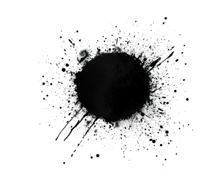 Abstract digital explosion around a dark circle
