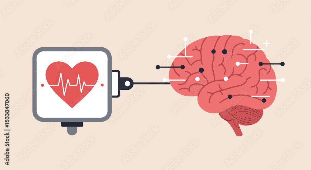 Poster mind-body connection exploring the intertwined relationship between heart and brain