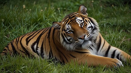 Obraz premium tiger in the grass