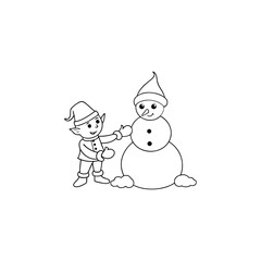 snowman with christmas tree