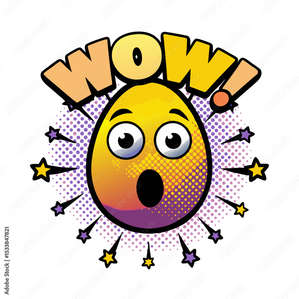 Poster surprised cartoon egg character with 