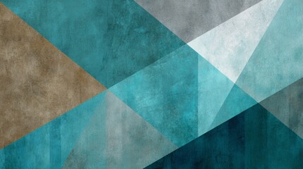 Harmonious interplay of turquoise and brown in a detailed abstract geometric collage illustration.