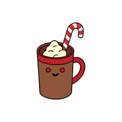 red cup of coffee with chocolate