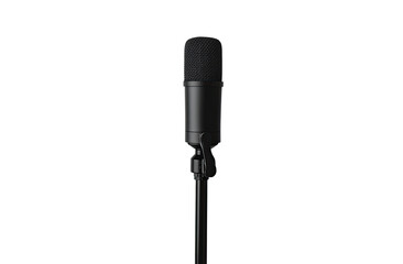 Obraz premium Black microphone against black background