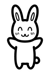 喜ぶうさぎのキャラクターの手描きイラスト