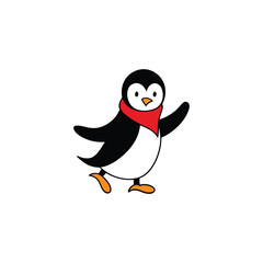penguin with ice cream isolated