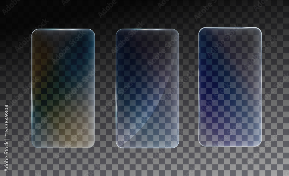 Poster glass frame isolated on transparent background. vector plastic screen display, blank glass bar or pa