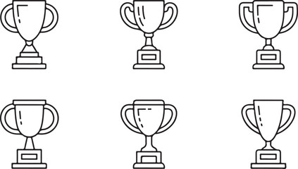 trophy cup outline collection of award prize icons for winning achievements in black vector clipart