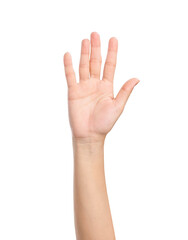 Obraz premium Female hand gesture isolated on white background
