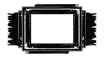Set of distressed overlay grunge frame silhouette with black texture and paintbrush stroke. Black grunge frame border isolated on white background