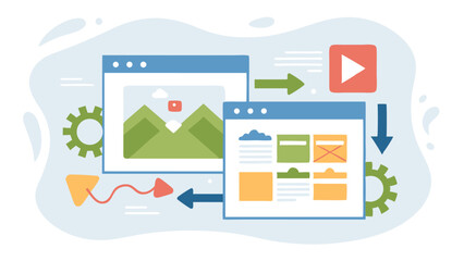 Illustration of data flow between a window with an image and a structured window layout
