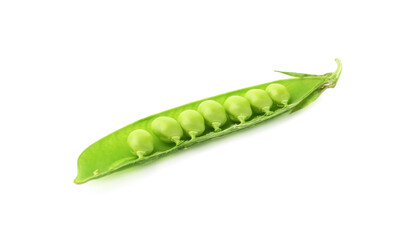 Fresh green peas in pod isolated on white