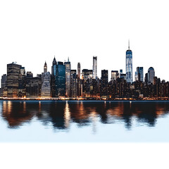 Night city skyline reflection, urban landscape, design element (2)
