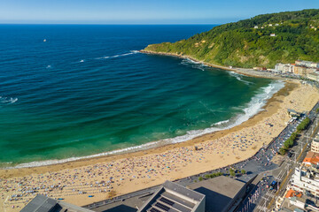 Aerial view of San Sebastian cityscape in the Basque Country, northern Spain.