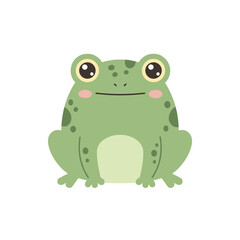 Obraz premium Cute cartoon frog with big eyes and cheerful expression on a plain background