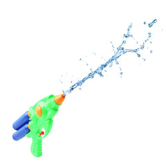 Water gun with jet on white background