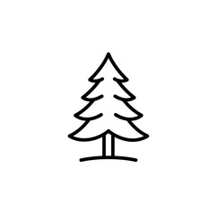 Simple outline of pine tree on white background  