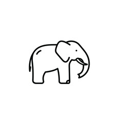 Simple line drawing of an elephant standing on a white background  