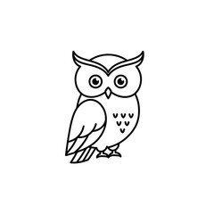 Cartoon owl illustration in outline style  