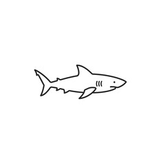 Fototapeta premium Outline illustration of a shark swimming in clear water 