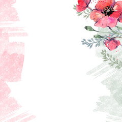 Spring creative background with red poppies. Textured bright background with flowers, poppies for the design of postcards, cover.