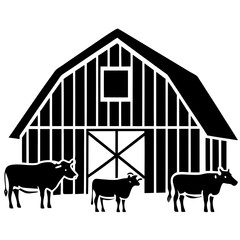 "Livestock Barn Vector | Generative AI & Linocut Silhouette Farm Design"