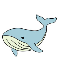 Cartoon Blue Whale with Big Smile