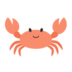 Fototapeta premium Cartoon crab with a cheerful expression, surrounded by a simple, colorful background