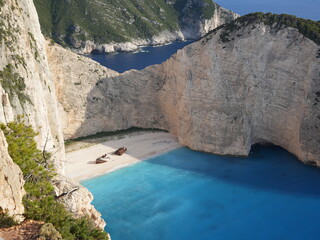 Iconic Navagio Beach with shipwreck and turquoise waters, Zakynthos, Greece