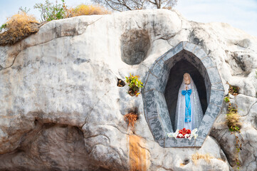 Virgin Mary statue, Saint Philomena catholic church of Mysore, India,  Saint Joseph Cathedral,...