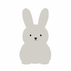 Obraz premium Cute cartoon rabbit with fluffy ears, centered on a white background, ideal for children's illustrations