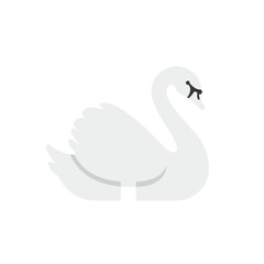 Obraz premium Elegant white swan gliding on serene lake with lush greenery in the background