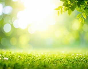 Obraz premium Sunlit green grass and leaves nature scene outdoor environment bright atmosphere peaceful viewpoint