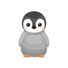 Obraz premium Cute cartoon penguin character standing against a plain white background, ideal for children's content