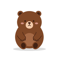 Obraz premium Cute cartoon bear sitting calmly against a plain background, perfect for children's themes