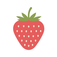 Fototapeta premium Brightly colored strawberry illustration with green leaves on top, ideal for food-related designs