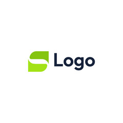 Abstract logo of the letter S, C or O in the form of a leaf. Original modern logo in vector.