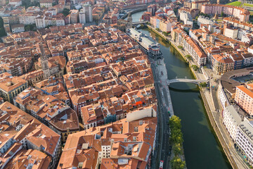 Aerial view of the Bilbao old town, Basque country, Spain
