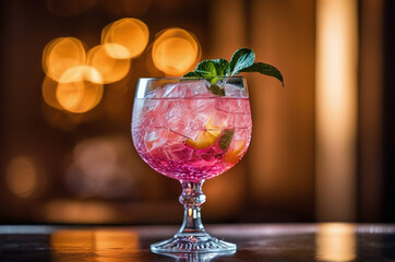 pink coctail on the bar