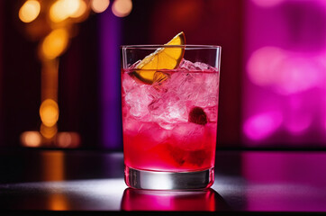 pink coctail on the bar