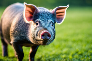 Fototapeta premium pig on grass