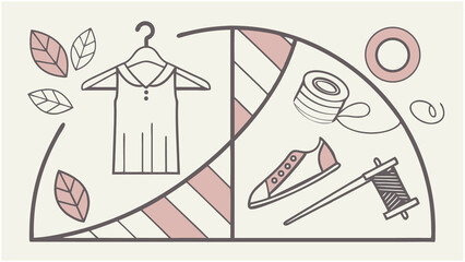 "Chic Sewing and Fashion Vector Illustration – Dress, Thread, Needle & Sneaker Design for Handmade and Tailor Brands"

