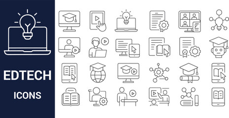 EdTech Icons A Comprehensive Set of Line Icons for Education Technology