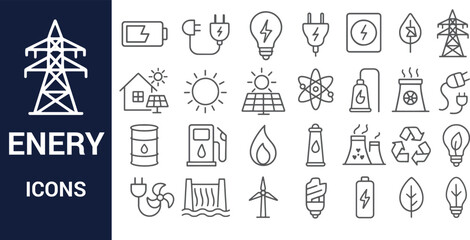 Renewable and Non-Renewable Energy Icons A Comprehensive Collection of Vector Graphics