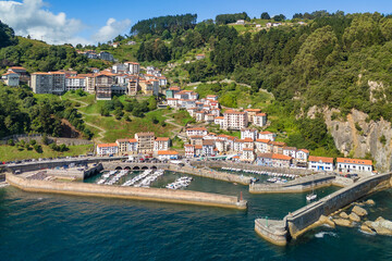 Aerial view of Elantxobe fishing village in Biscay, Basque Country, Spain
