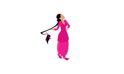Beautiful woman in traditional clothes, Pretty lady cartoon character