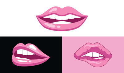 Cute Pink Lips Clipart Vector, Cute Pink Lips Illustration Vector On Background