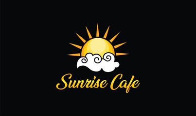 Sunrise Cafe, Solar Panel, Sun Battery Energy Panel, Cloud Logo vector