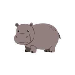 Obraz premium Cartoon hippo standing on a white background, showcasing its playful demeanor and simplicity