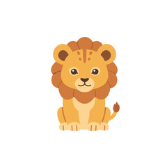 Obraz premium Cute cartoon lion character sitting with a simple background, ideal for children's media